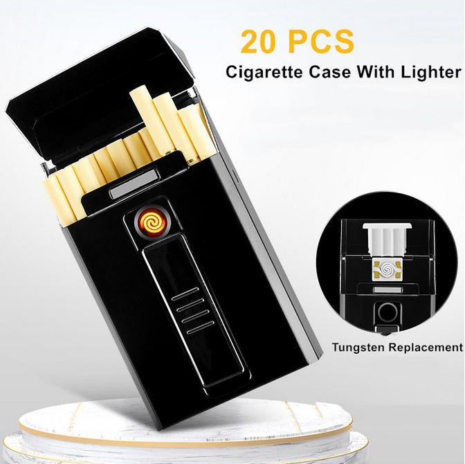 Ten conventional thin cigarette rechargeable cigarette case