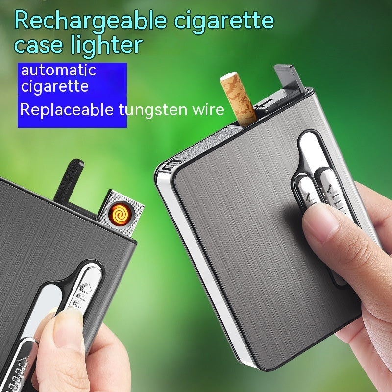 Men's Charging Automatic Cigarette Case Lighter