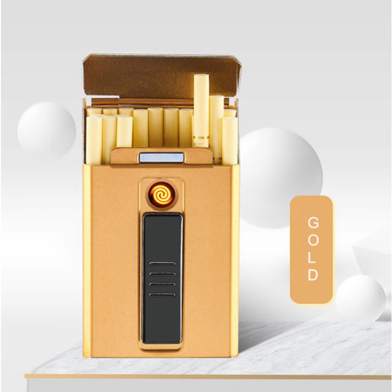 Ten conventional thin cigarette rechargeable cigarette case